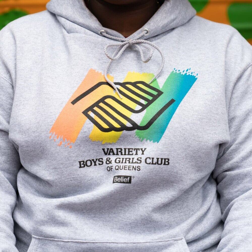 Belief NYC x Variety Boys & Girls Club of Queens Hoodie in Grey size Large